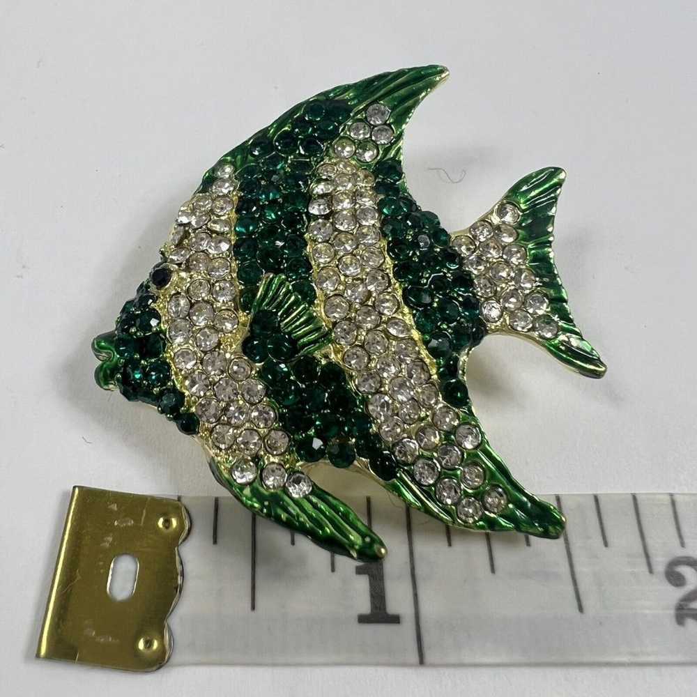 Angel Fish Brooch Coral Reef Fish Pin Green Vinta… - image 7