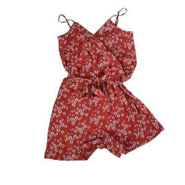 Loft Rust Orange Floral Boho Romper size XS