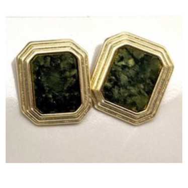 Avon Vintage Green Marble & Gold Tone Rectangle B… - image 1