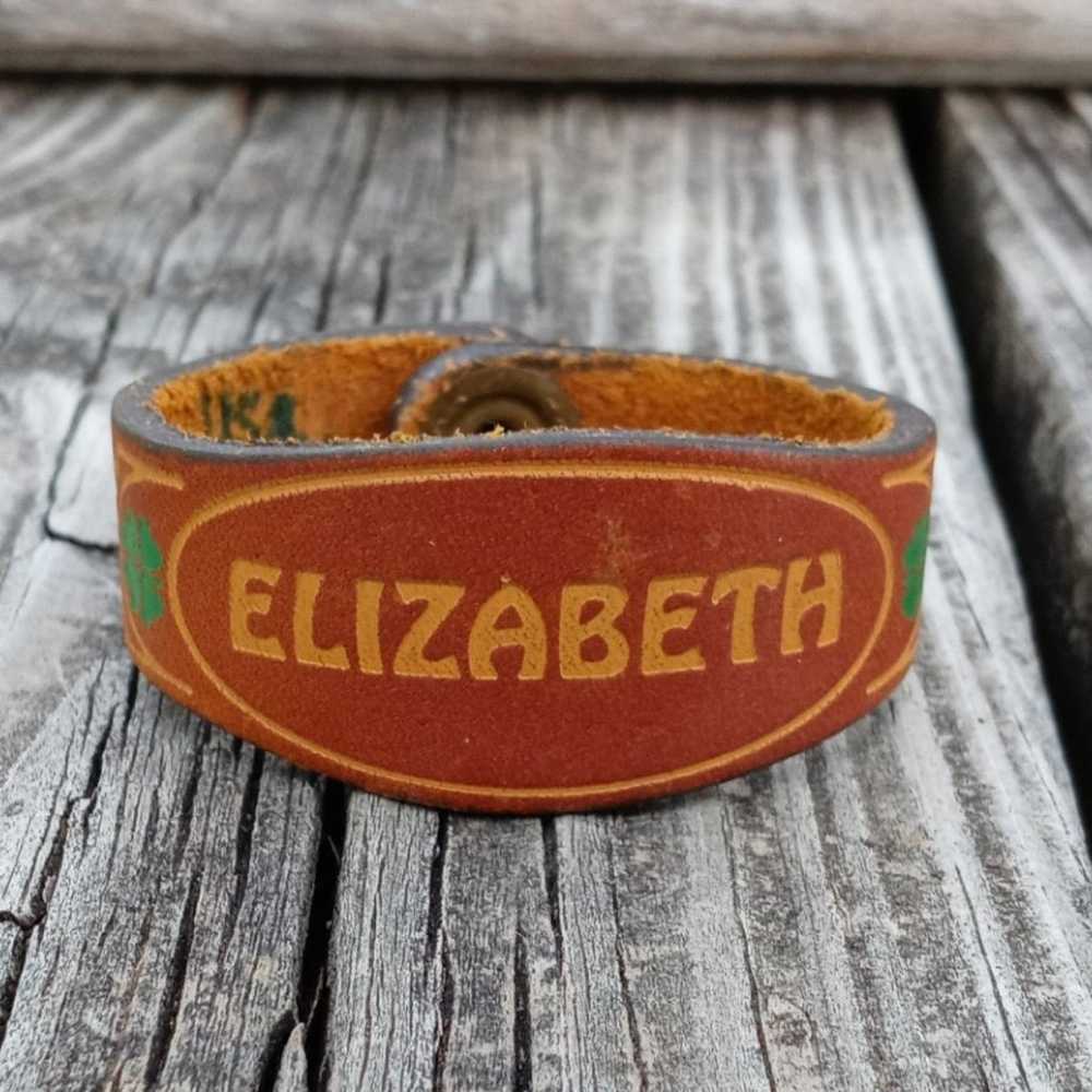 ELIZABETH Handmade Stamped Vintage Rustic Leather… - image 1