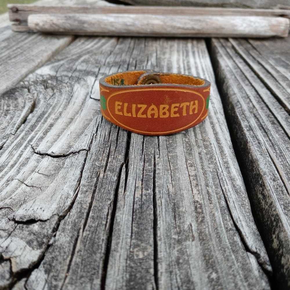 ELIZABETH Handmade Stamped Vintage Rustic Leather… - image 2