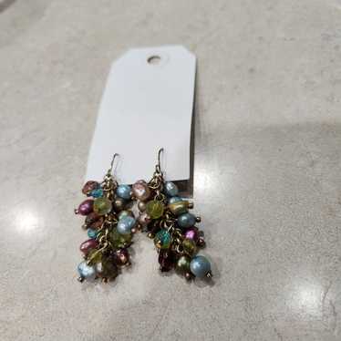 Vintage Fresh Water Pearl Blue & Green Crystal Da… - image 1