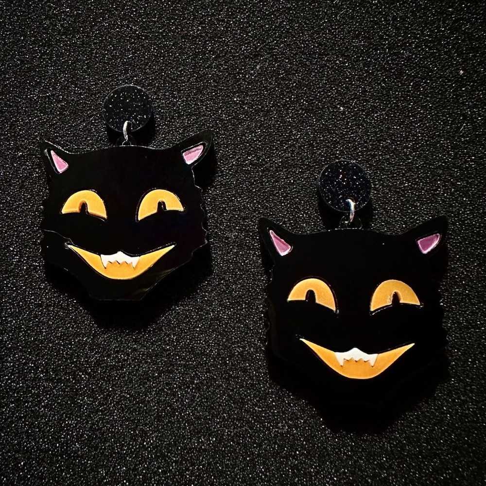 Vintage Halloween Black Kitty Cat Acrylic Freaky … - image 1