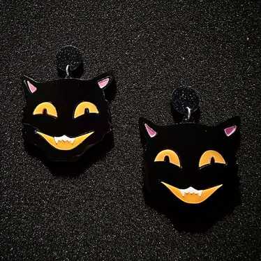 Vintage Halloween Black Kitty Cat Acrylic Freaky … - image 1