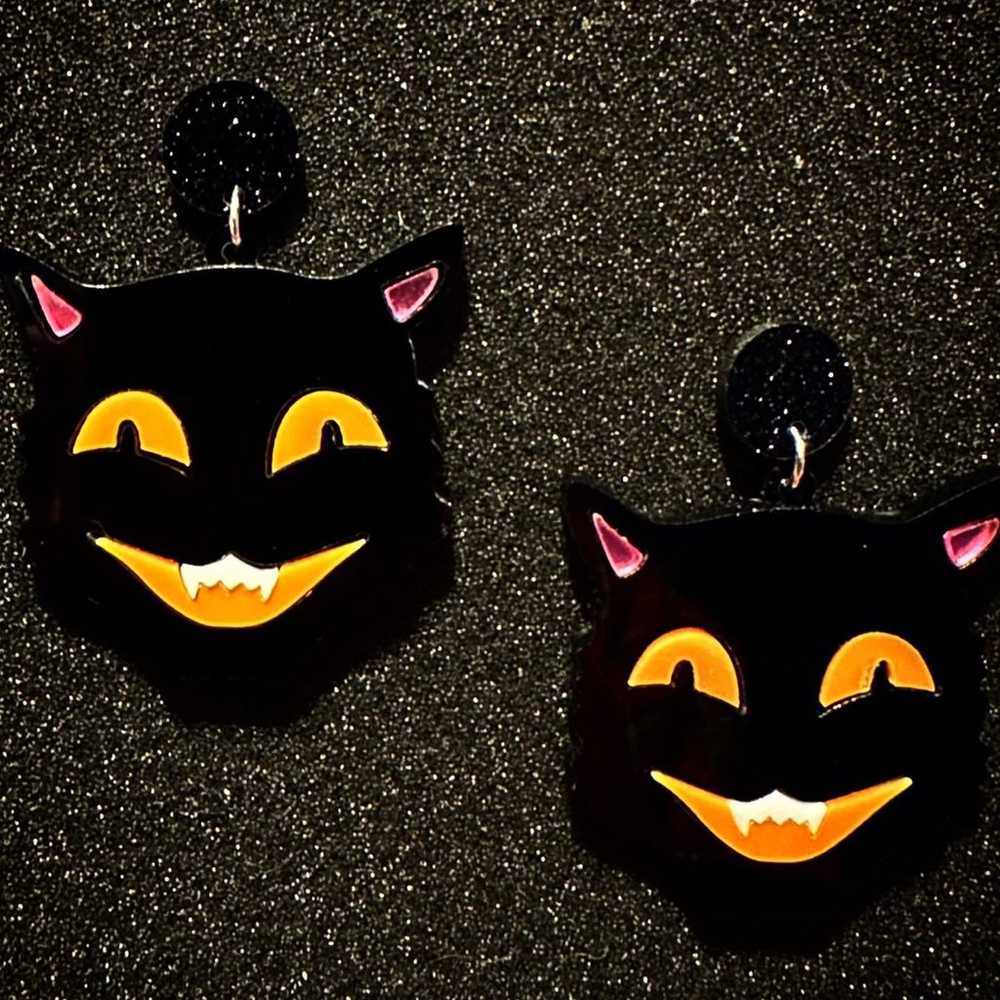 Vintage Halloween Black Kitty Cat Acrylic Freaky … - image 2