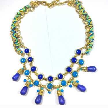 Chico's Necklace Blue Green Yellow Gold Brightly … - image 1