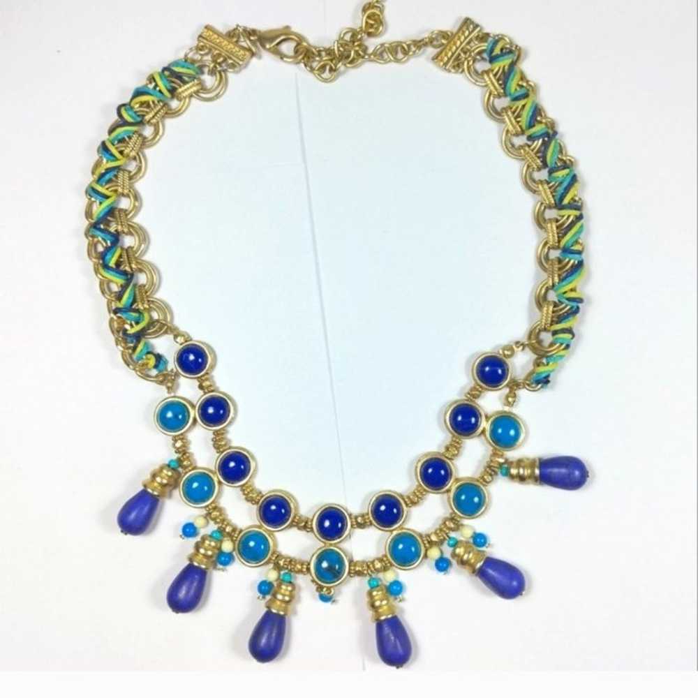 Chico's Necklace Blue Green Yellow Gold Brightly … - image 2