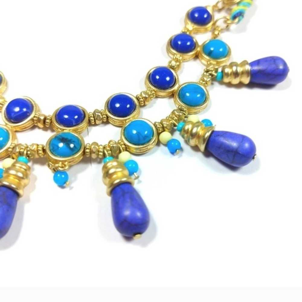 Chico's Necklace Blue Green Yellow Gold Brightly … - image 3