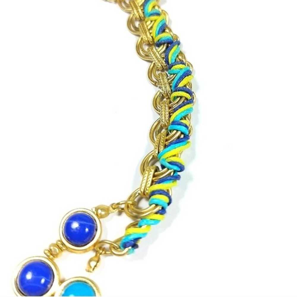 Chico's Necklace Blue Green Yellow Gold Brightly … - image 4