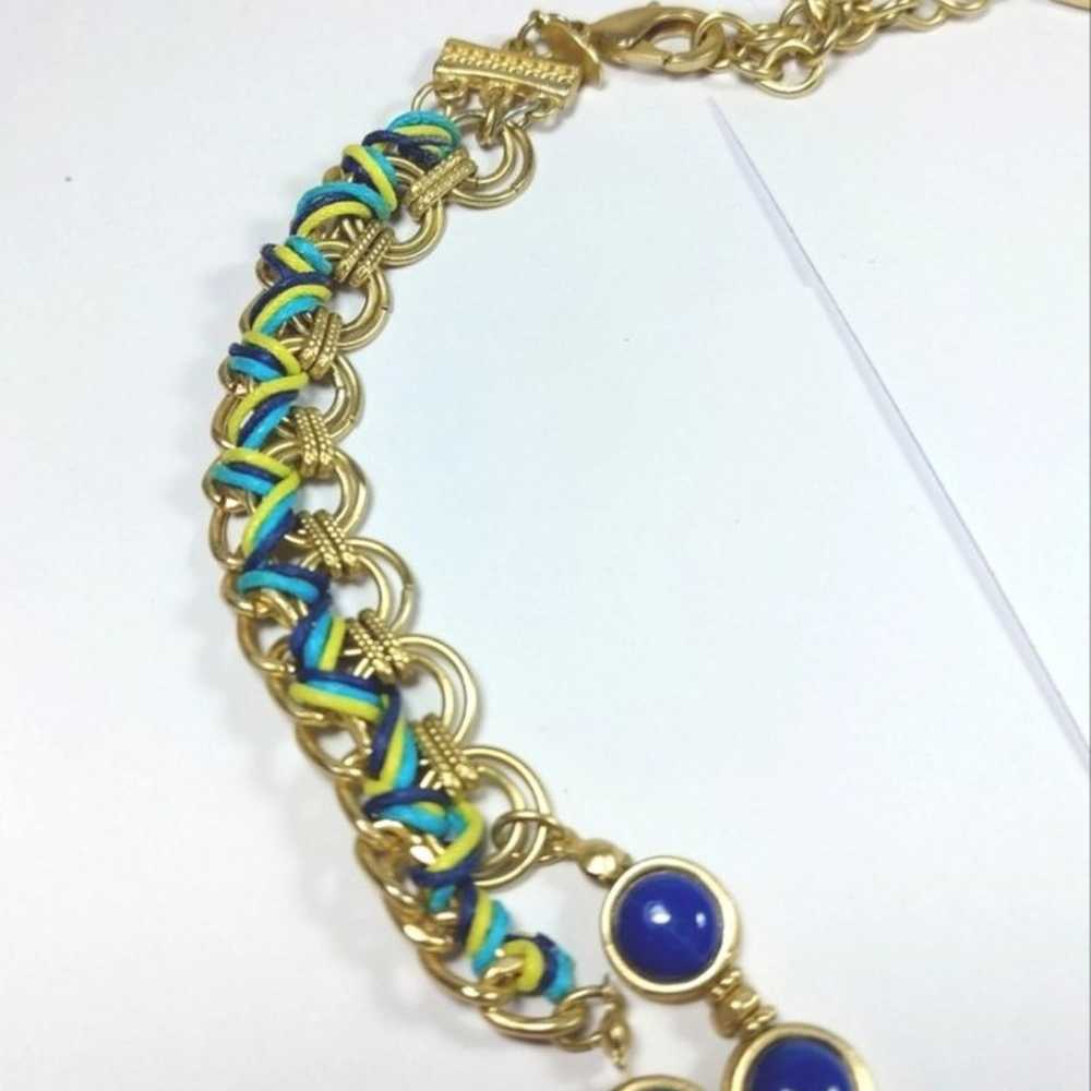 Chico's Necklace Blue Green Yellow Gold Brightly … - image 5