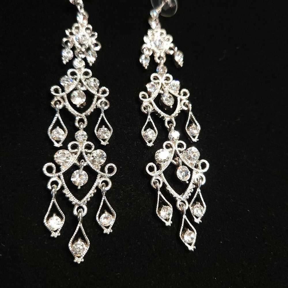 Chandelier Earrings, Vintage Bridal, Rhinestone, … - image 1