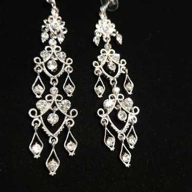 Chandelier Earrings, Vintage Bridal, Rhinestone, … - image 1