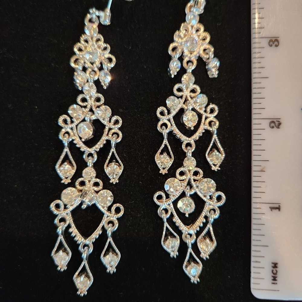 Chandelier Earrings, Vintage Bridal, Rhinestone, … - image 2