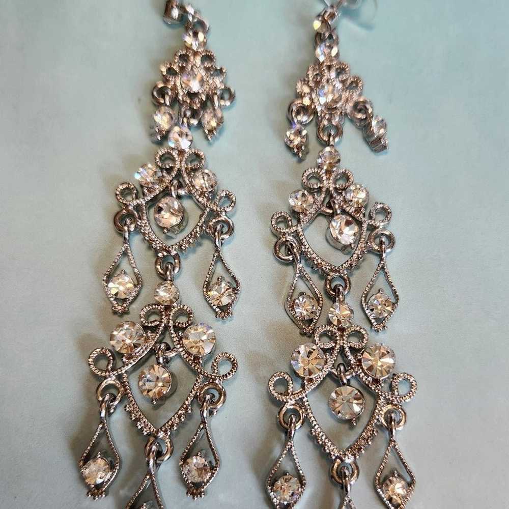 Chandelier Earrings, Vintage Bridal, Rhinestone, … - image 4