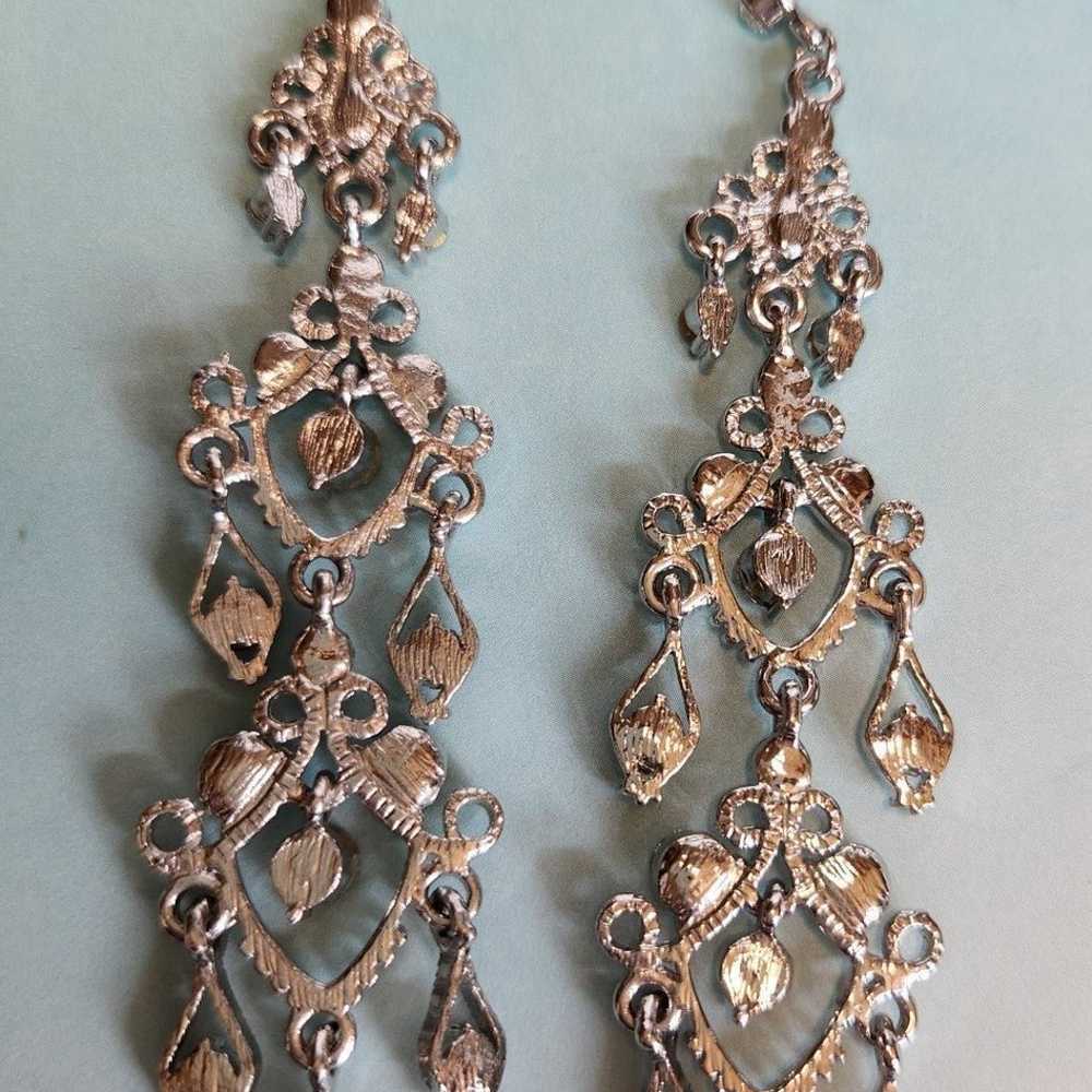 Chandelier Earrings, Vintage Bridal, Rhinestone, … - image 5