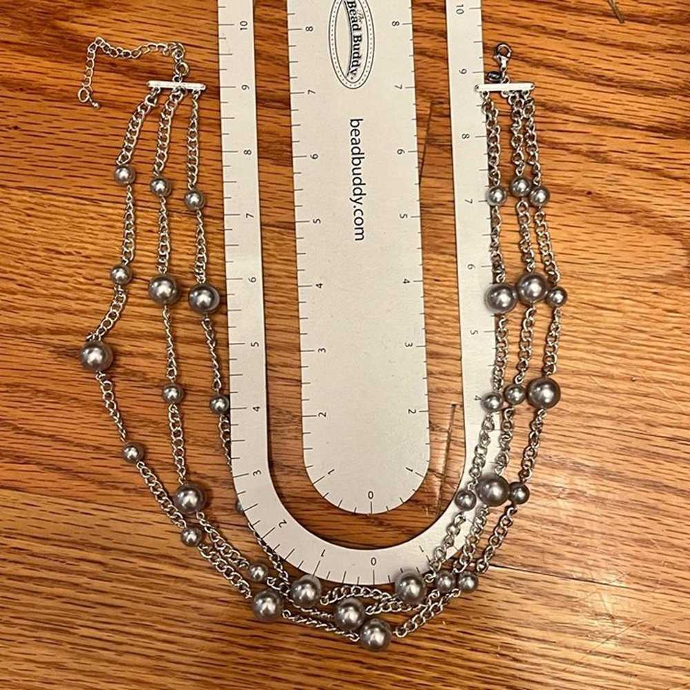 Vintage Roman (RMN) Silver Tone Three Strand Neck… - image 2