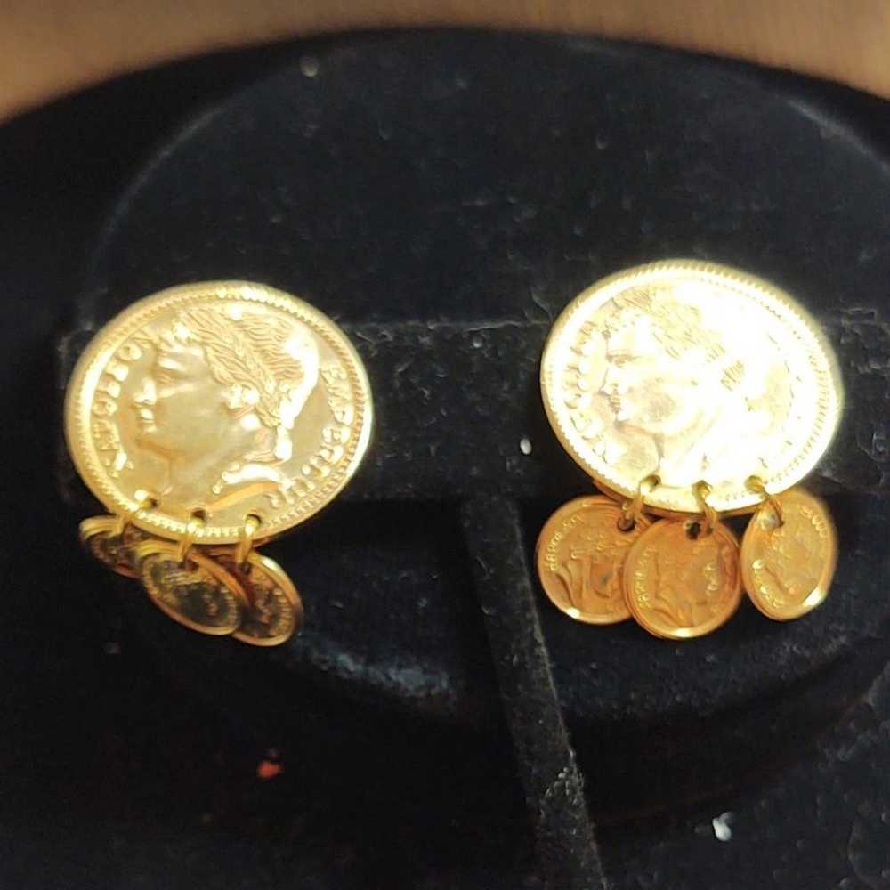 Clip earrings gold NAPOLEON EMPEREUR  mini charms… - image 1