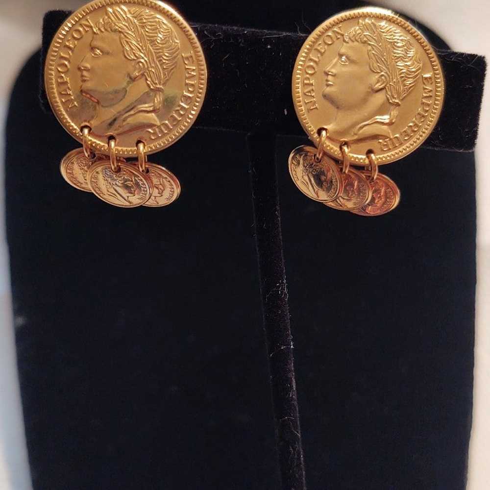 Clip earrings gold NAPOLEON EMPEREUR  mini charms… - image 6