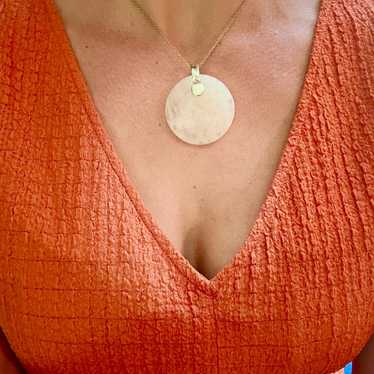 Large Round Rose Quartz Pendant on Madewell Chain - image 1