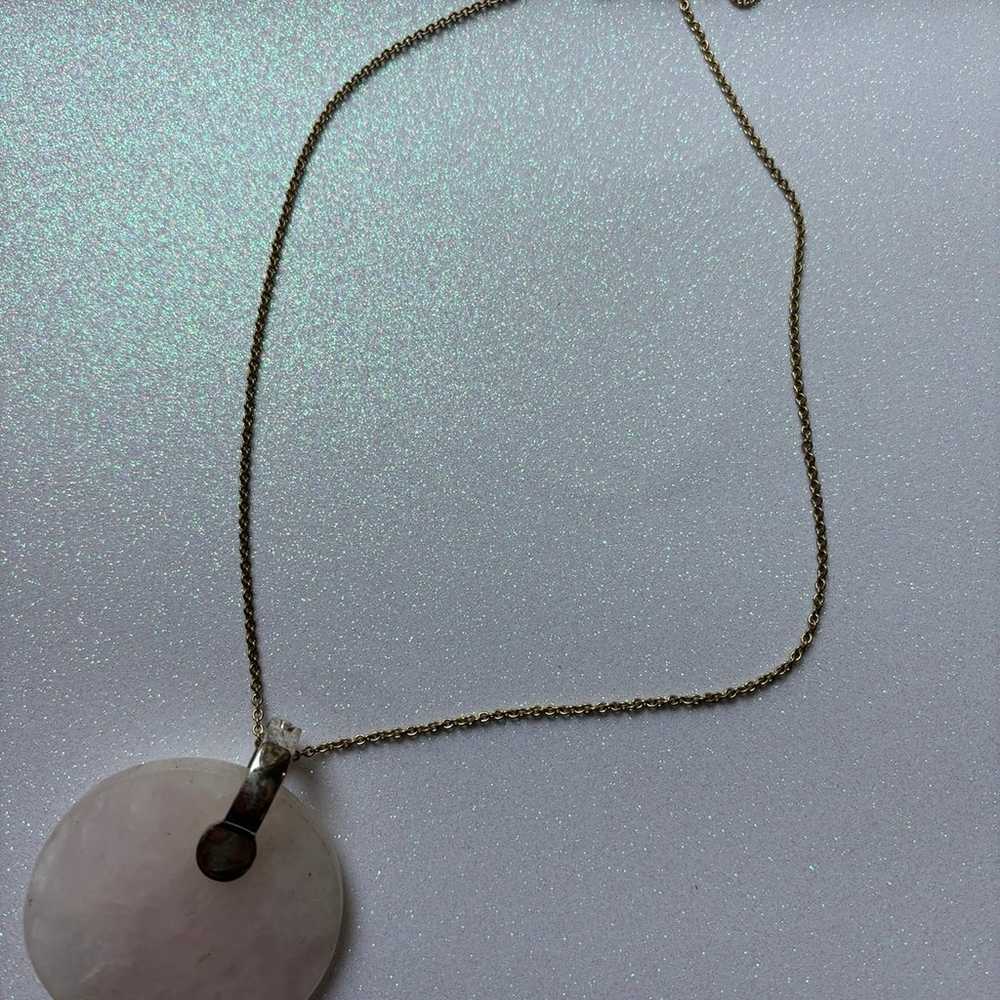 Large Round Rose Quartz Pendant on Madewell Chain - image 5