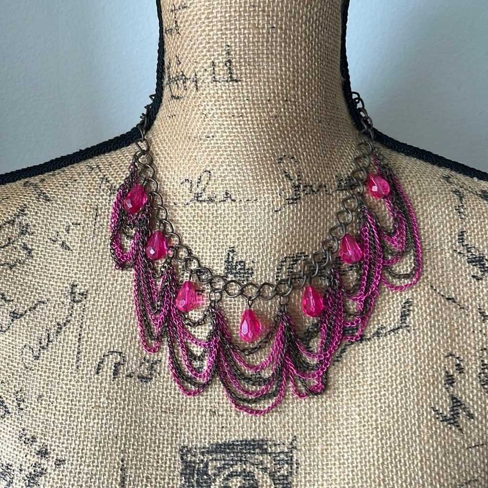 Pink Chain Mail Necklace - image 1