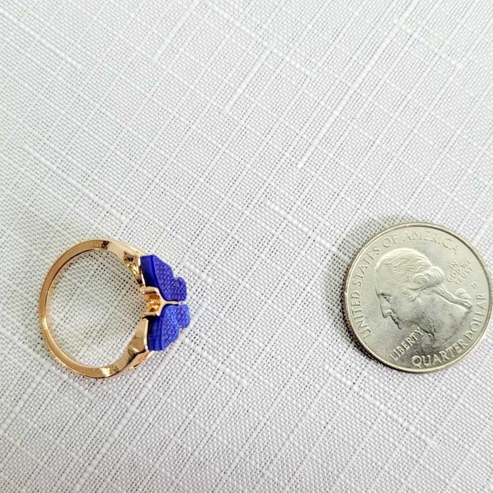 Vintage Gold Blue Butterfly Ring Size 7 Women's J… - image 2