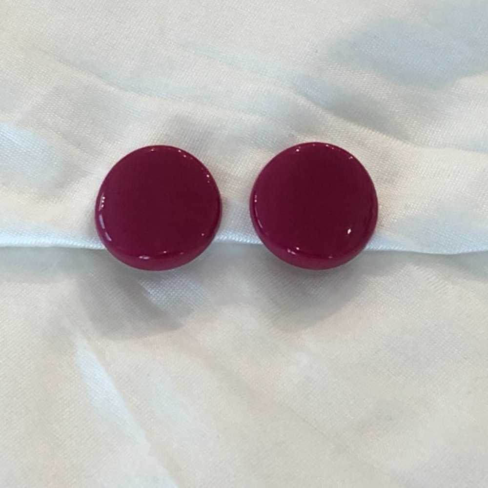 Fantastic & Fun Fucshia Vintage Clip On Earrings … - image 3