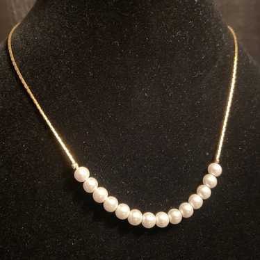 Vintage 1990s Classic Faux Pearl Necklace 16” Sna… - image 1