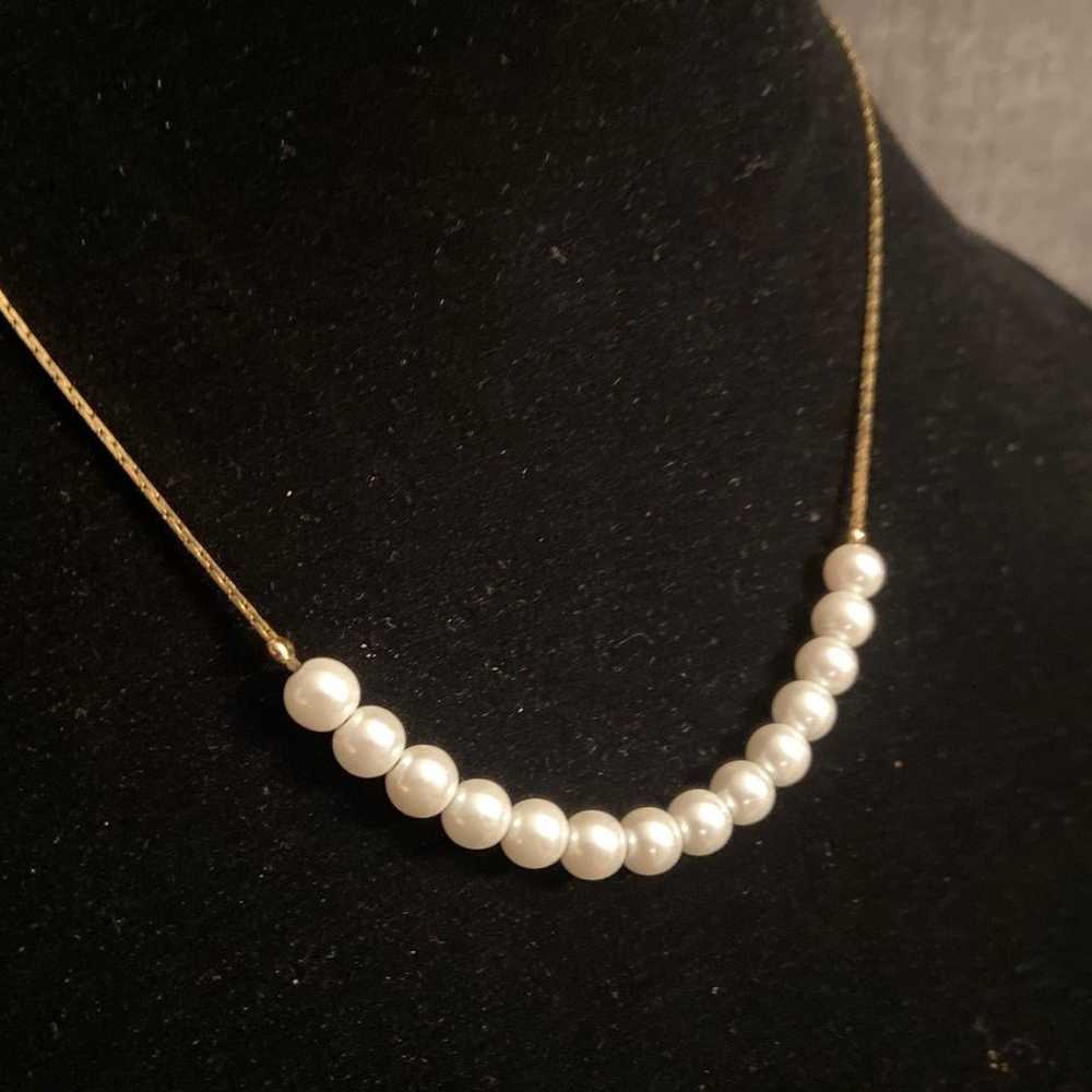 Vintage 1990s Classic Faux Pearl Necklace 16” Sna… - image 2