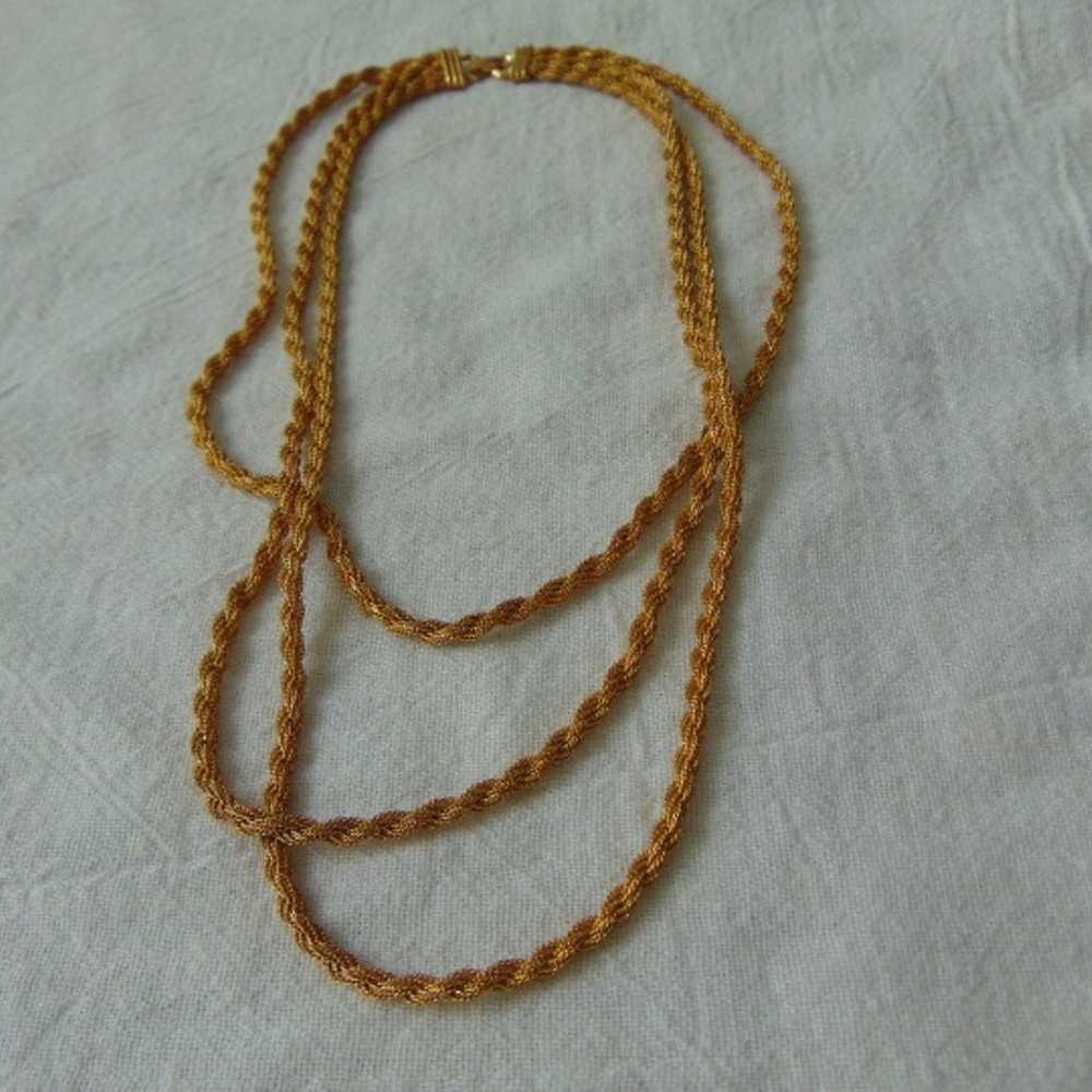 vintage three strand twisted mesh strands necklace - image 1