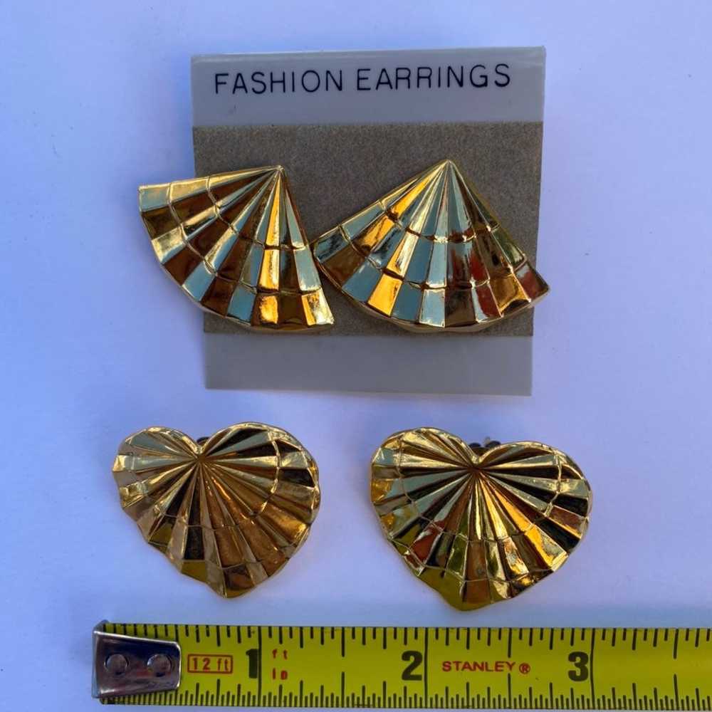 Vintage Gold Toned Fashion Earring Set - image 5