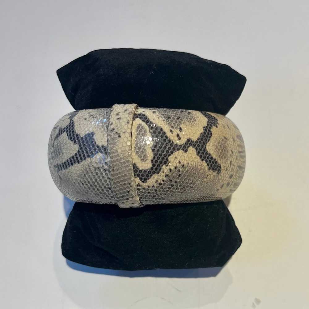 Cara Couture NY Leather Snakeskin Print Bangle Br… - image 8