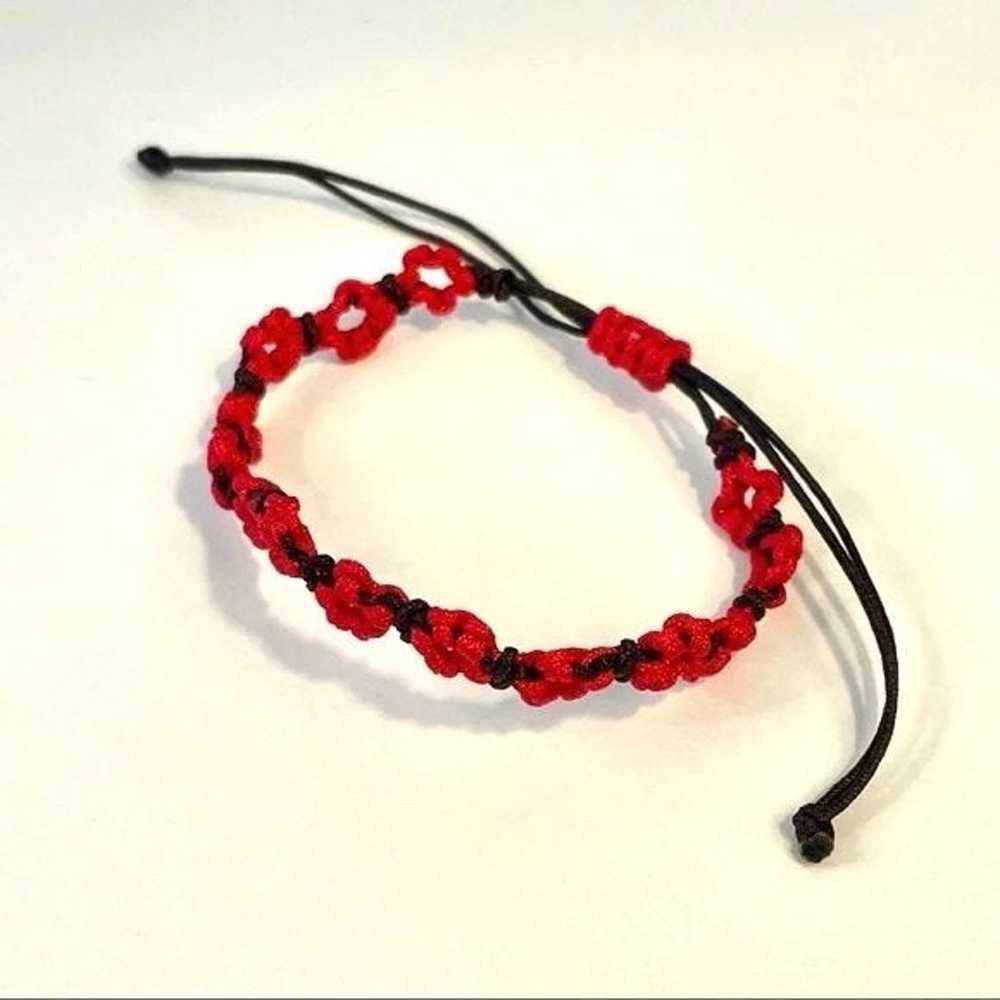 Red Floral Chinese Bracelet - image 1