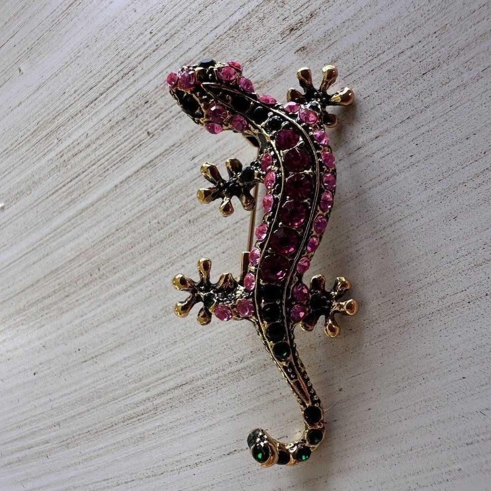 Lizard Iguana Gecko Brooch Gold Tone Costume Jewe… - image 7