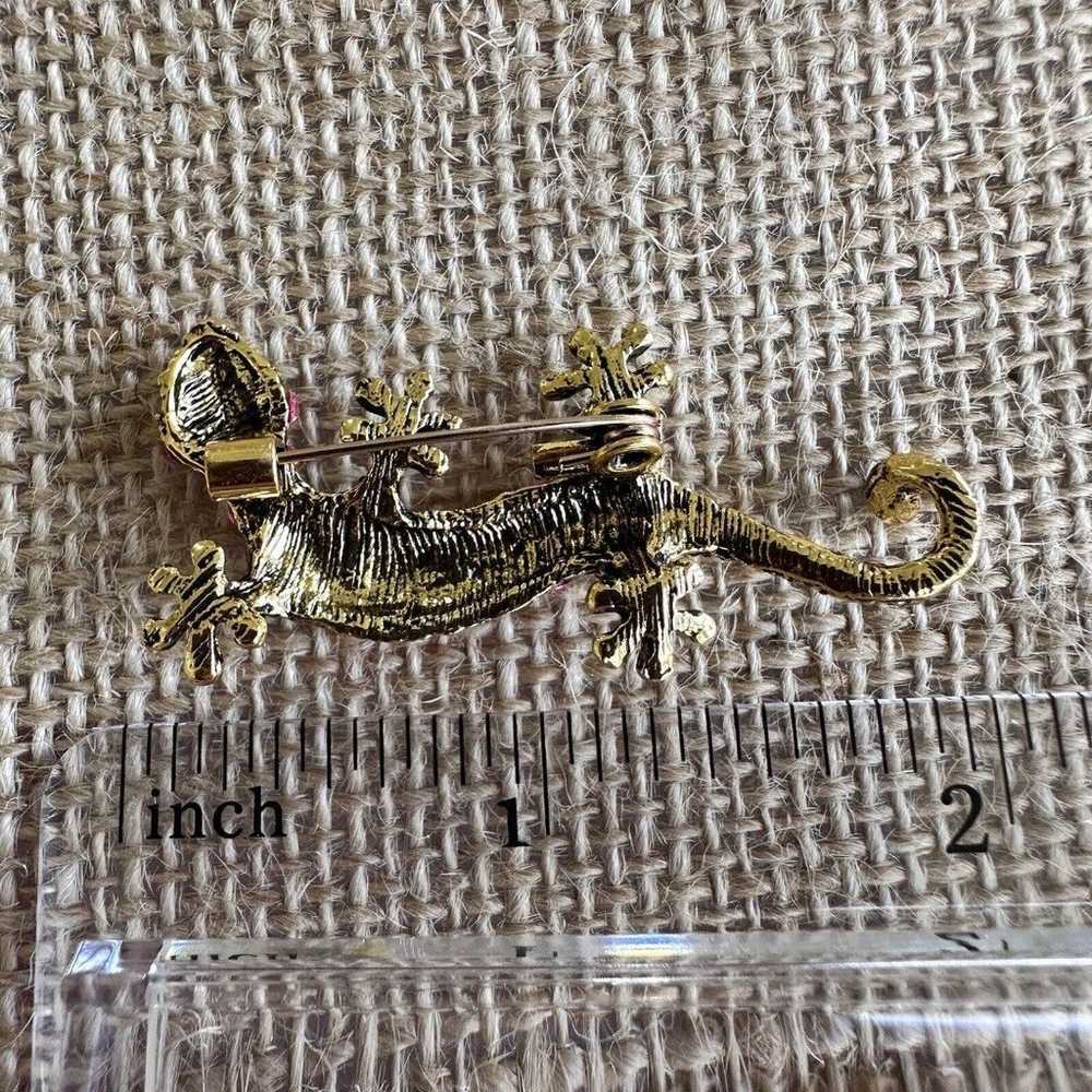 Lizard Iguana Gecko Brooch Gold Tone Costume Jewe… - image 8