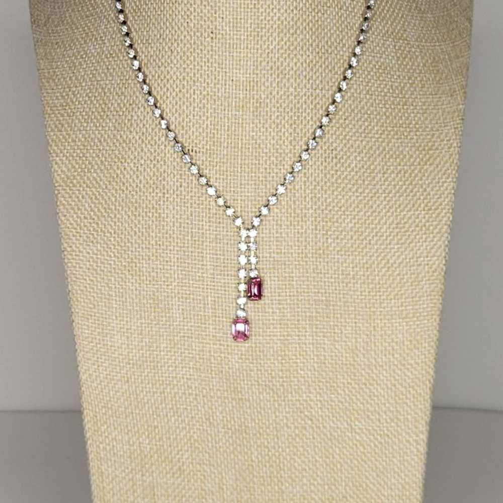 Vintage Crystal & Pink Rhinestone Costume Necklace - image 5