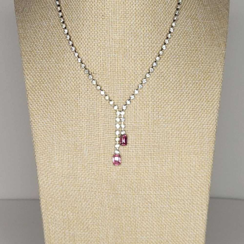 Vintage Crystal & Pink Rhinestone Costume Necklace - image 5