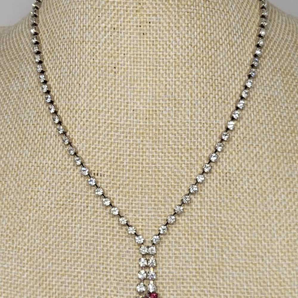 Vintage Crystal & Pink Rhinestone Costume Necklace - image 6