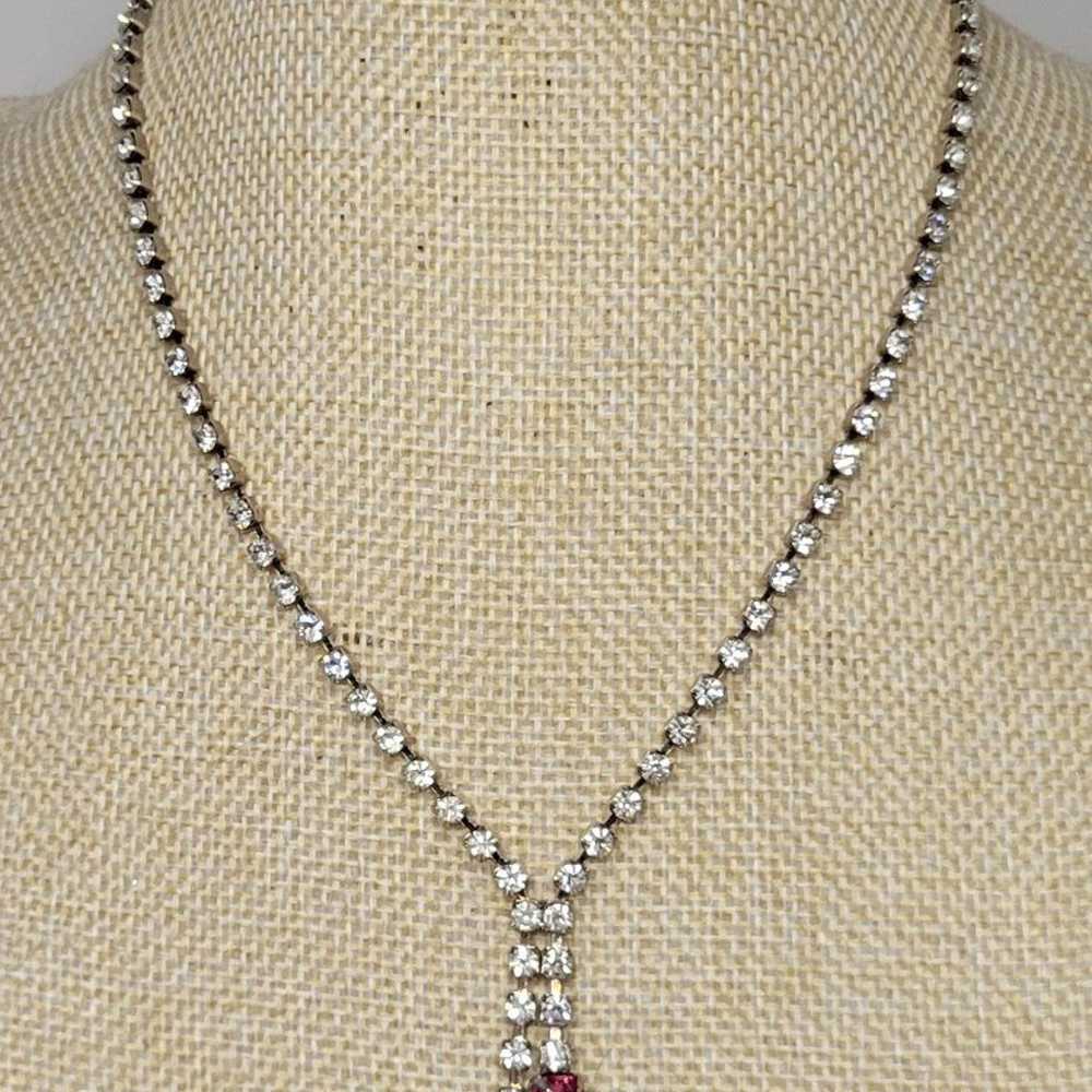 Vintage Crystal & Pink Rhinestone Costume Necklace - image 6