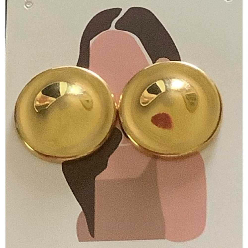 Vintage Gold-tone Round Disc Earrings - image 1