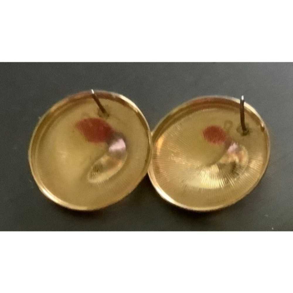 Vintage Gold-tone Round Disc Earrings - image 2