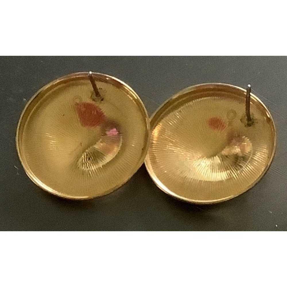 Vintage Gold-tone Round Disc Earrings - image 5