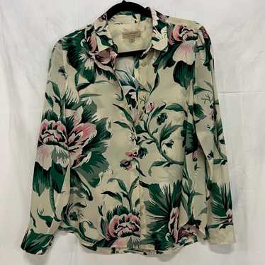 Burberry Aster Floral Long Sleeve Silk Button-Up S