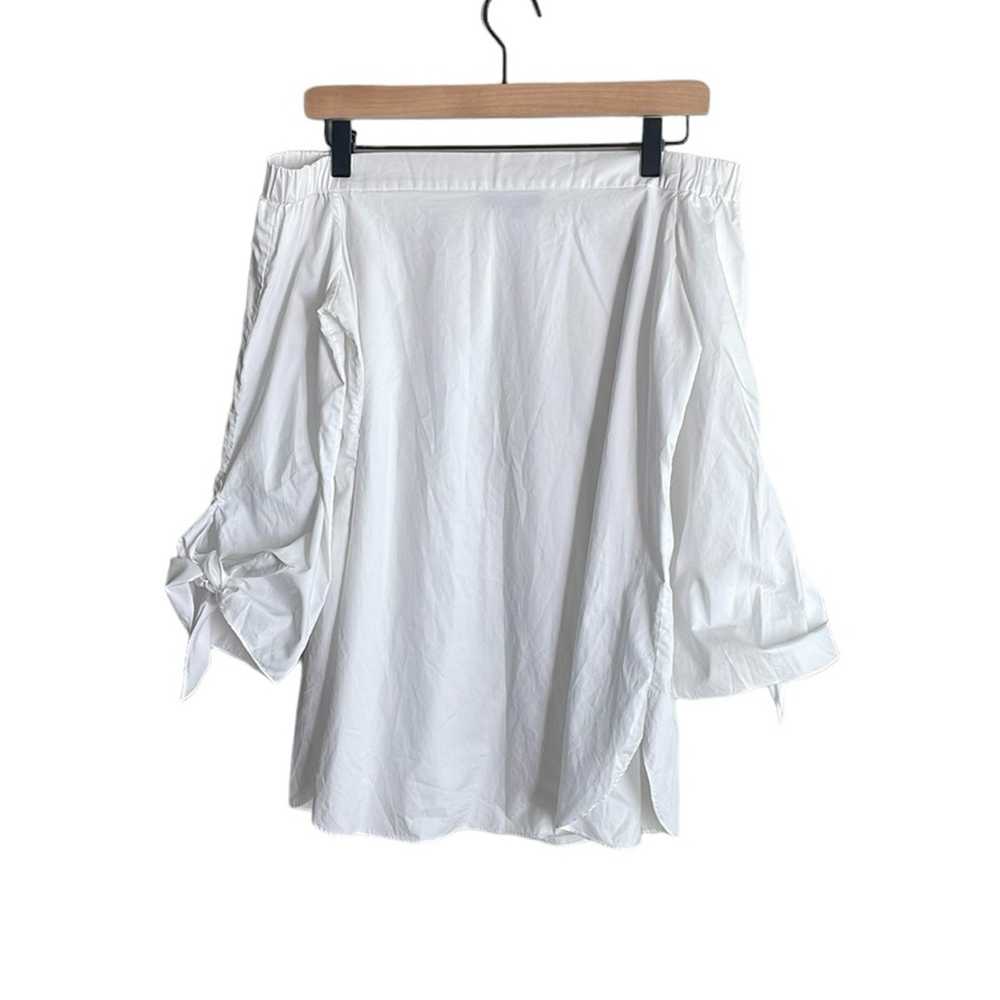 Tibi Poplin Off the Shoulder Tunic Top White Size… - image 2