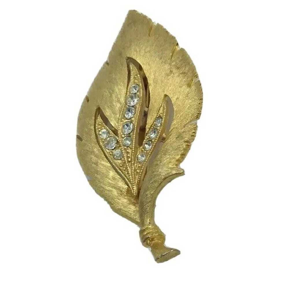 Jonette Jewelry Brooch Leaf Rhinestones - image 1