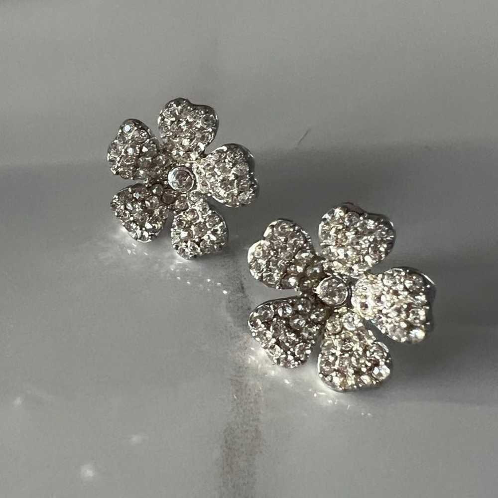 Vintage Silver tone earrings with Crystals like n… - image 2