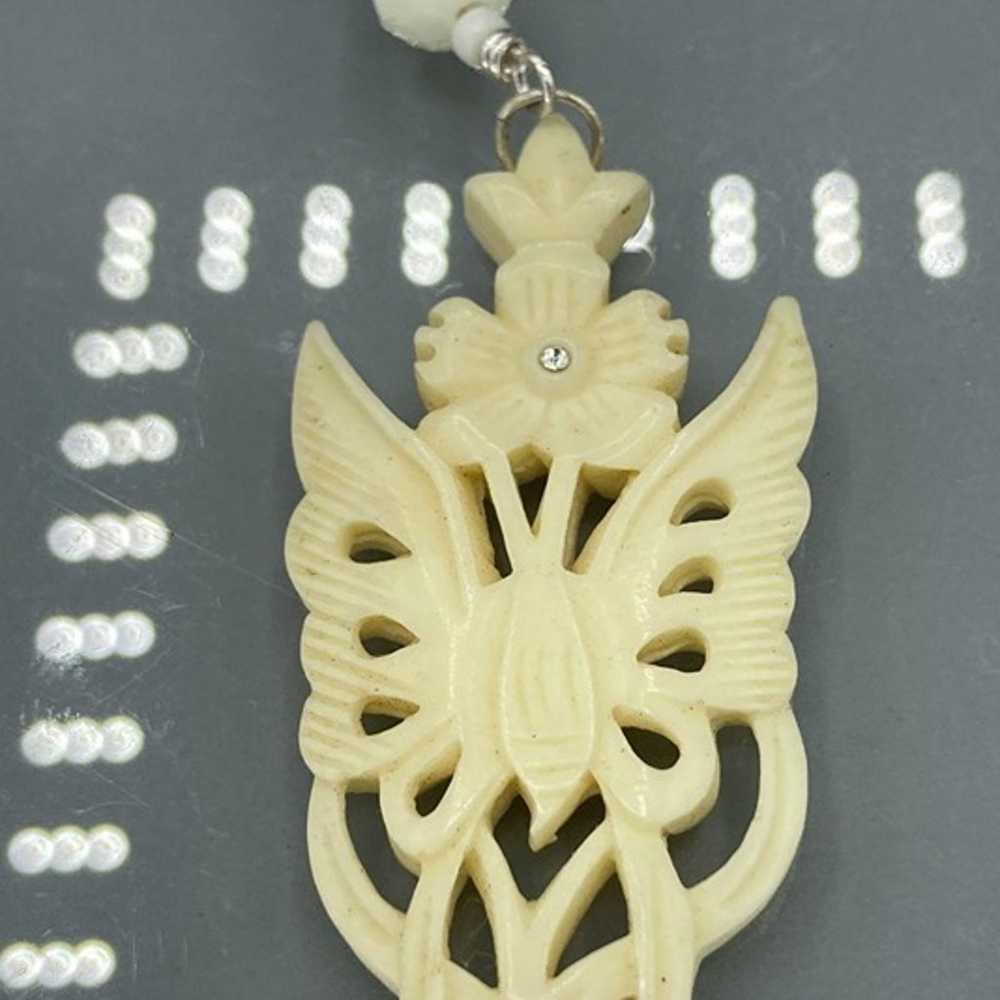 New Butterly Bone Necklace Hand Carved - image 4