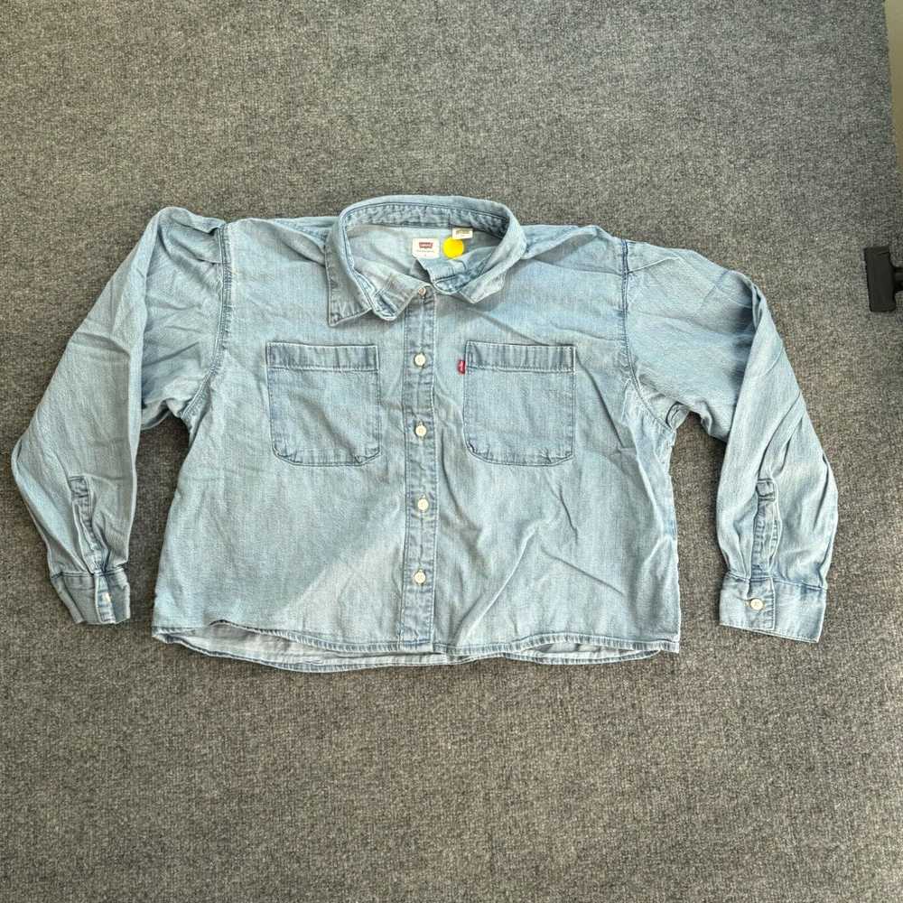 Levi's Levis Shirt Womens Large Puff Sleeve Butto… - image 1