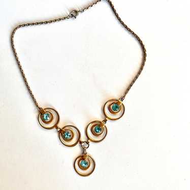 Vintage Aquamarine Blue Rhinestone 1950s necklace - image 1