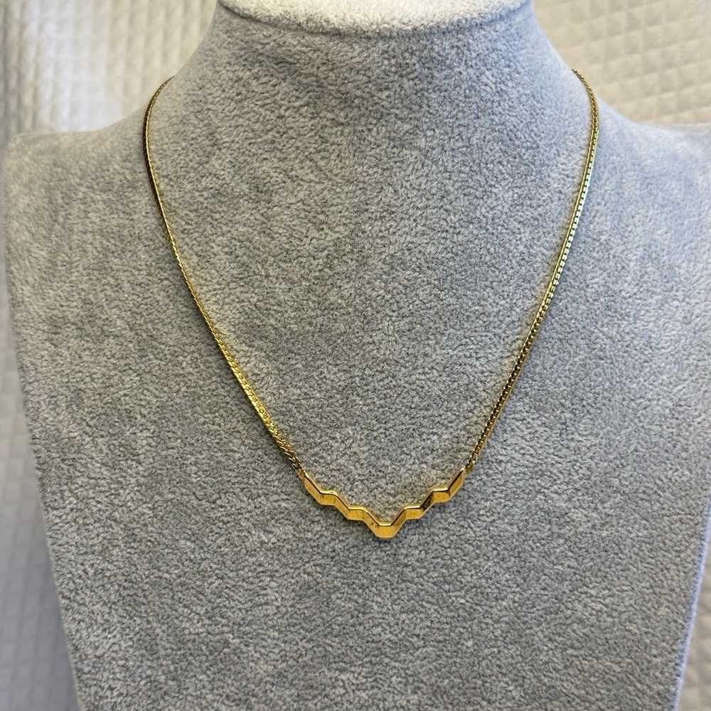 Vintage MONET Wavy Bar Necklace - image 1